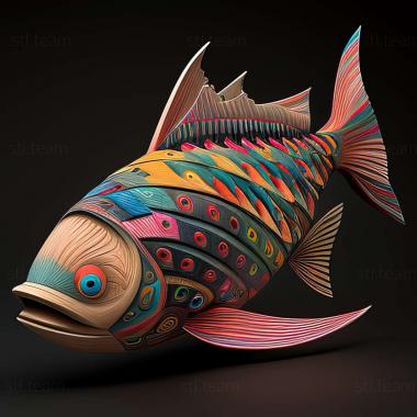 3D модель Південноамериканська різнокольорова риба (STL)